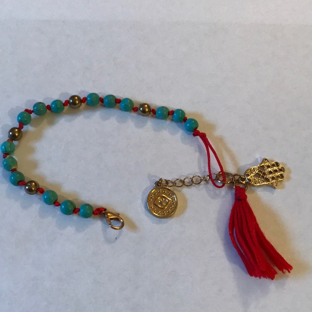 Hamsa hand turquoise beads bracelet